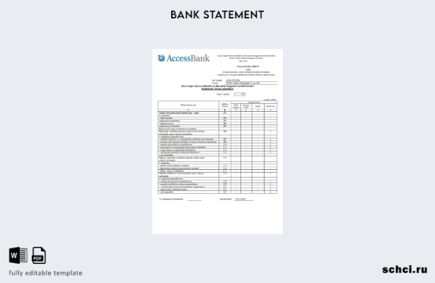 цифровая загрузка шаблон слова выписки банка Access Bank (азербайджанский)
